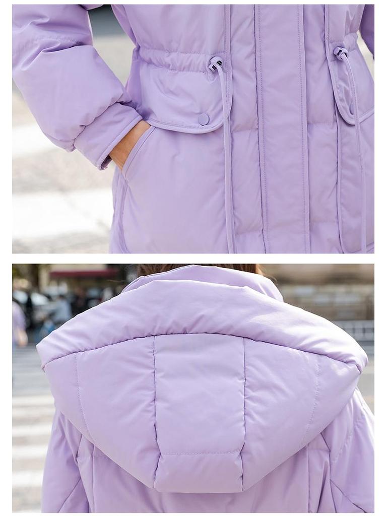 2025 Women's Mid-Length Six-Color Slimming Down Jacket: Thickened Warm Winter Outerwear with Big Pockets