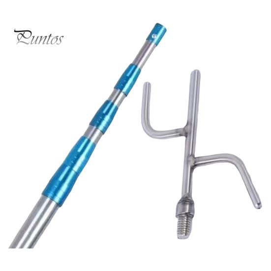Stainless Steel Telescopic Capture Pole with Pickup Hook Curtain Puller Clothes Dryer Fishing Net Puller Portable Truck Cargo Grabber for Home