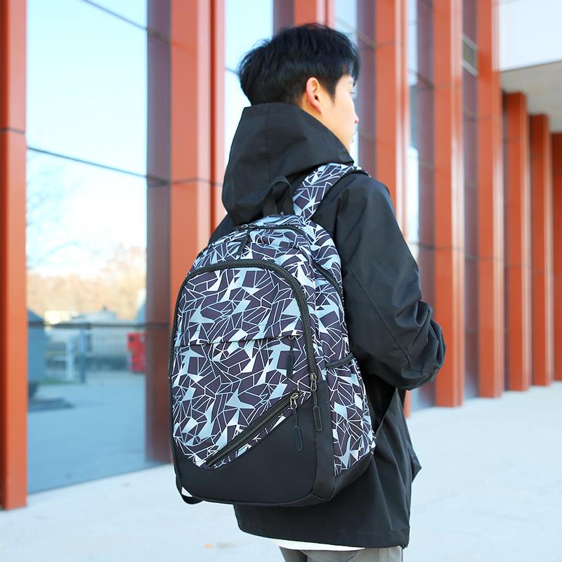 Middle School Schoolbag Geometric Printed Large Capacity Girls Boys Backpack