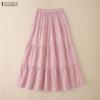 ZANZEA Women Casual Elastic Waist Loose Stripe Long Skirts