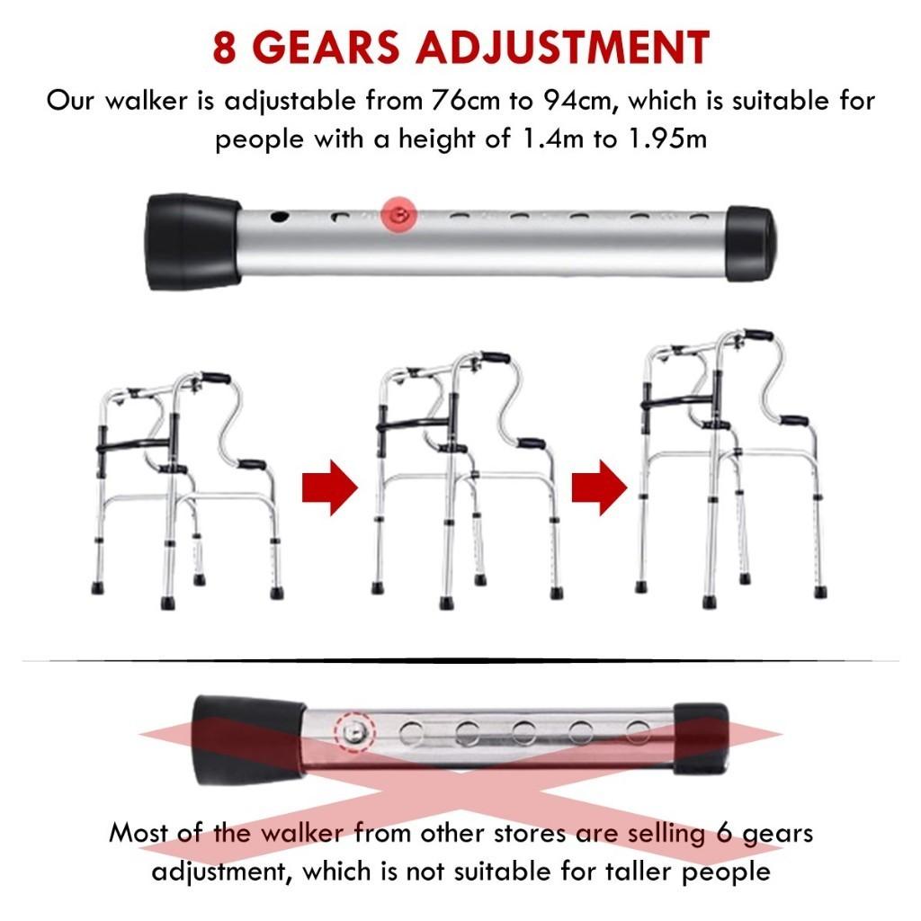 3-in-1-Gehgestell aus Aluminiumlegierung, höhenverstellbar, faltbar, Gehhalter für ältere Menschen, Toilettenstütze, Duschstuhl