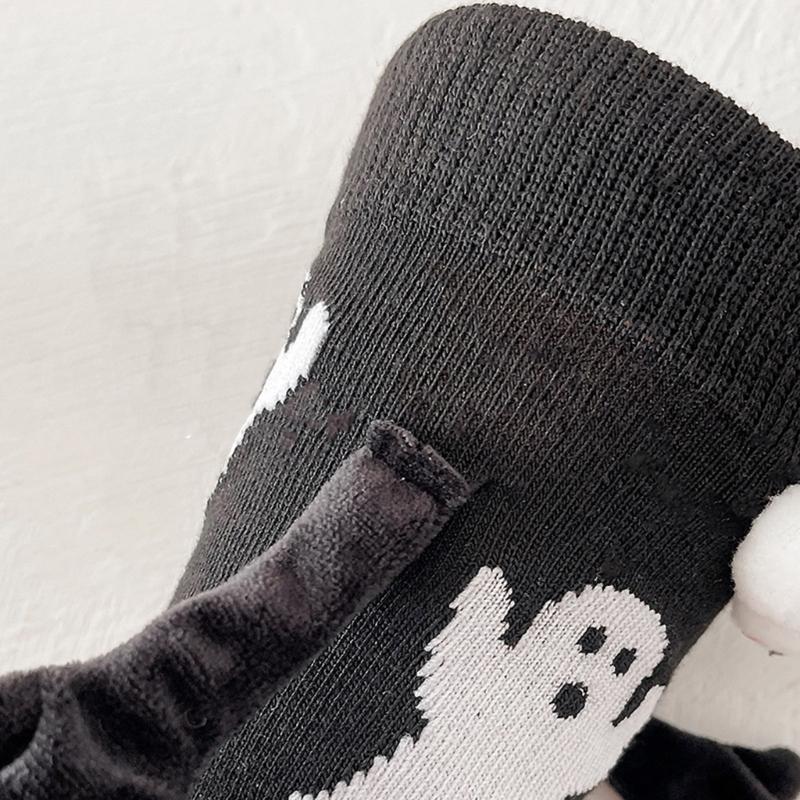 Halloween Themed Magnetic Link Socks Soft Unisex Short Socks With Ghosty Pumpkin Patterns Practical Polyester