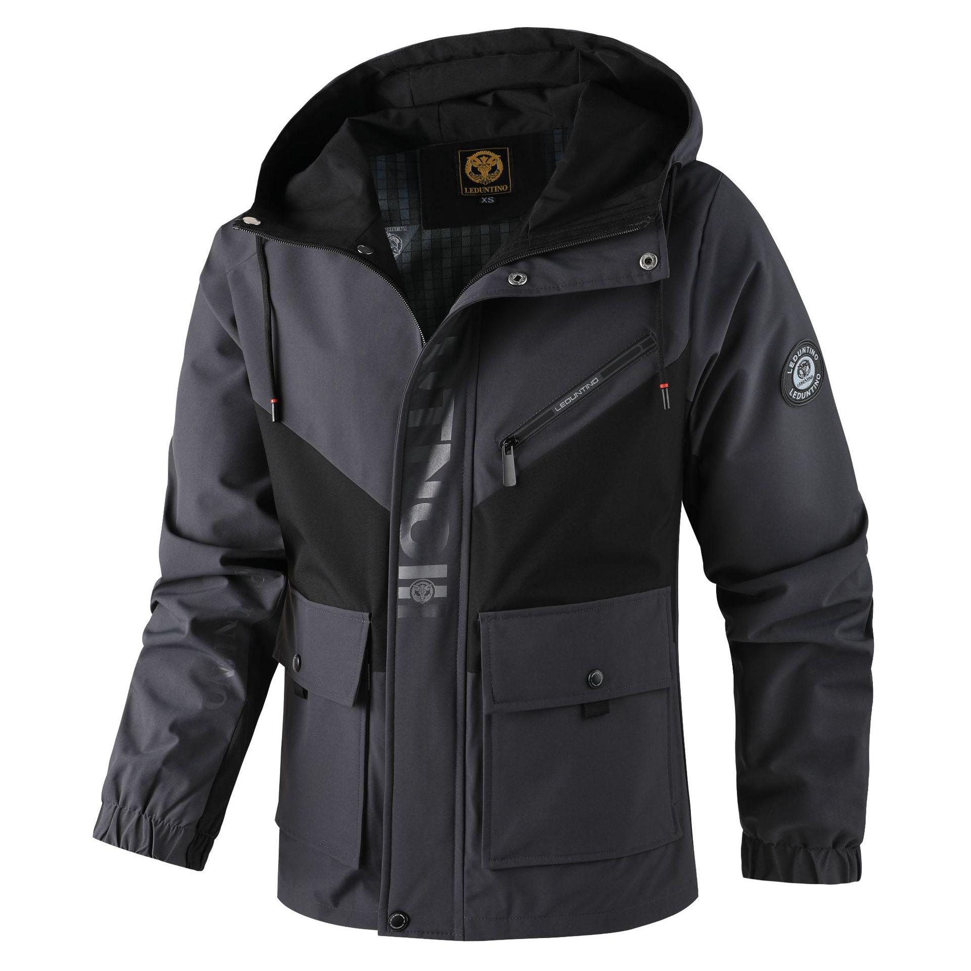 Men s Solid Color Hooded Parka: Casual Outdoor Autumn/Winter Jacket M темно-серого