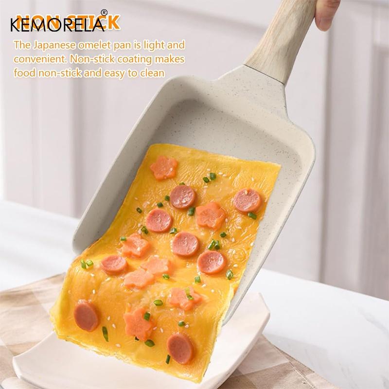 1PCS Non-Stick Square Omelet Pan with Handle Thickened Frying Pan for Egg Roll Steak Breakfast Cookware Small Kitchen Pan Maker