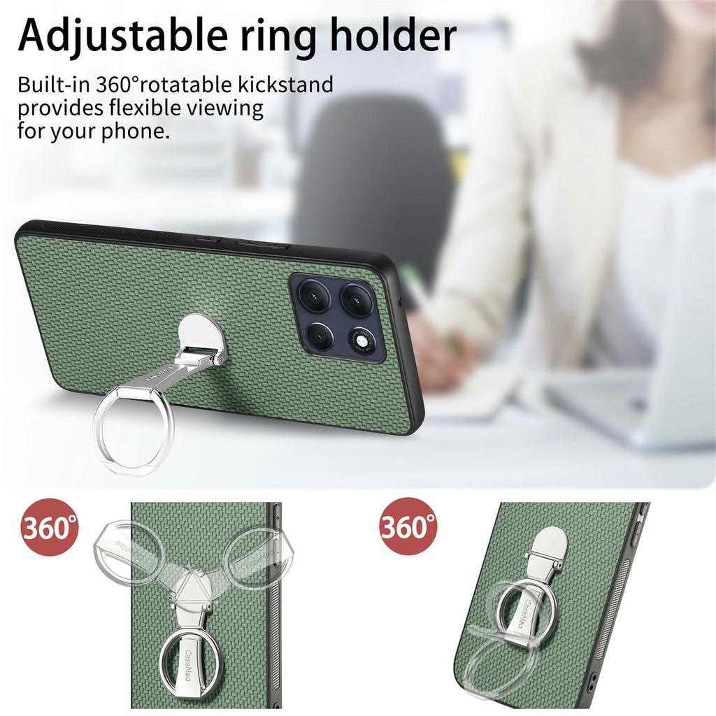 CASENEO C1-19 for Motorola Moto G86 Power 5G Case Folding Kickstand Leather Back Cover Carbon Fiber Texture