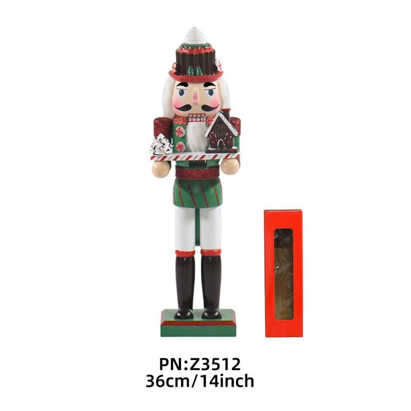 Wooden Nutcracker Soldier Figurine Christmas Decor Tabletop Ornament Home Office Display Gift