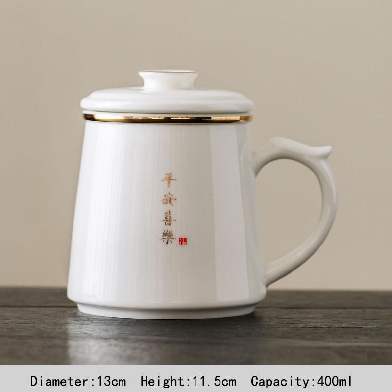

400ml Simple Ceramic Tea Cup With Infuser And Lid Tea Mugs Handle Personality Modern Coffe Cup For Home Office 301-400ml
