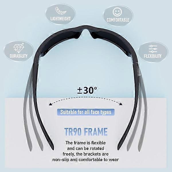 Occhiali da sole sportivi, Occhiali da sole sportivi polarizzati con protezione UV400 e montatura infrangibile in TR90 per Pesca, Guida, Golf, Corsa, Ciclismo, Campeggio Nero