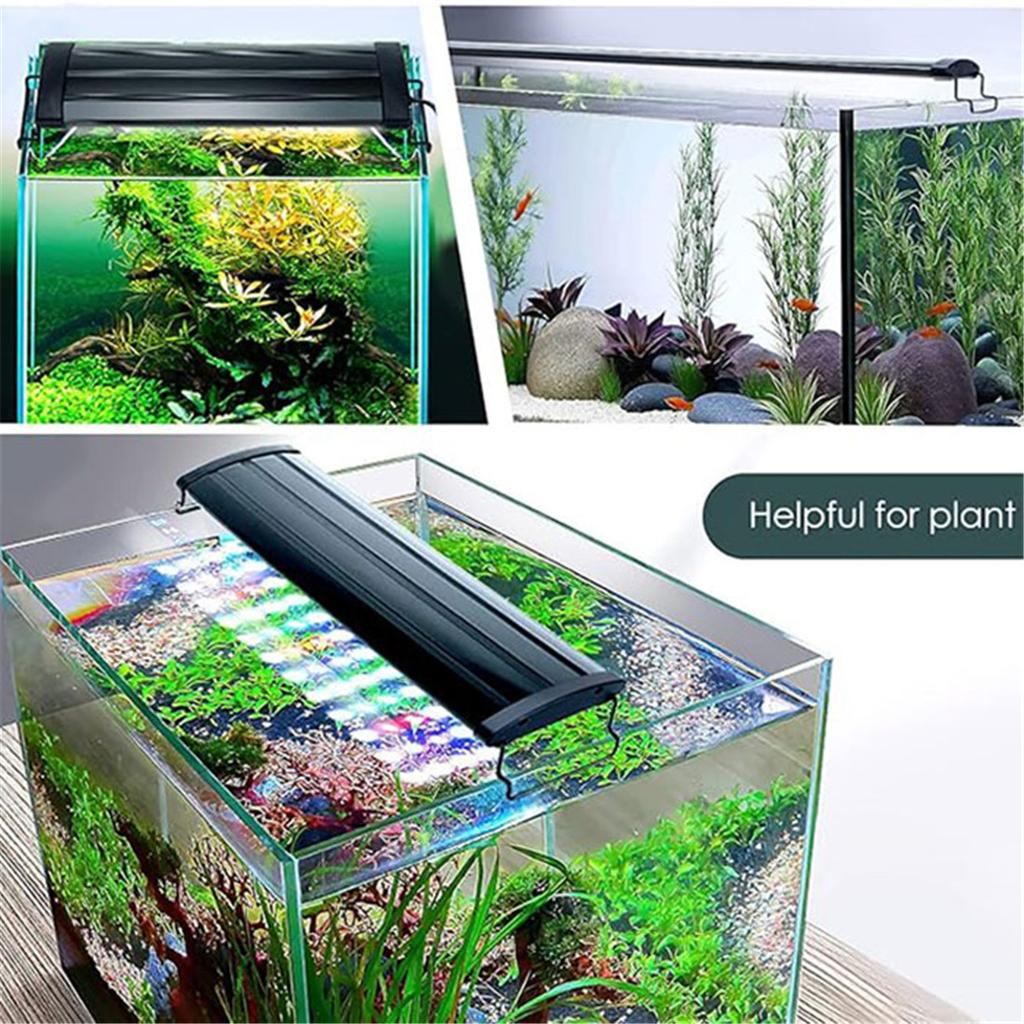 Black Adjustable Multi-Color LED Aquarium Light with Brackets,Full Spectrum LED Fish Tank Lights with White Blue Red Green LEDs
