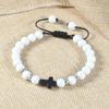 Men Women Braided Bracelet 8MM Natural Stone Christian Bless Jesus Cross Hematite Bead Bracelets Bangles Prayer Handmade Jewelry