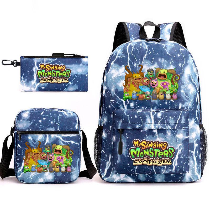 2024 New Monster Concert Starry Sky Backpack My Singing Monsters Elementary School Bag Three-piece Set