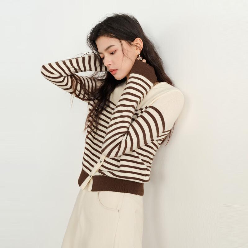 Elva' Island Women's Striped Long-Sleeve Knitted Cardigan