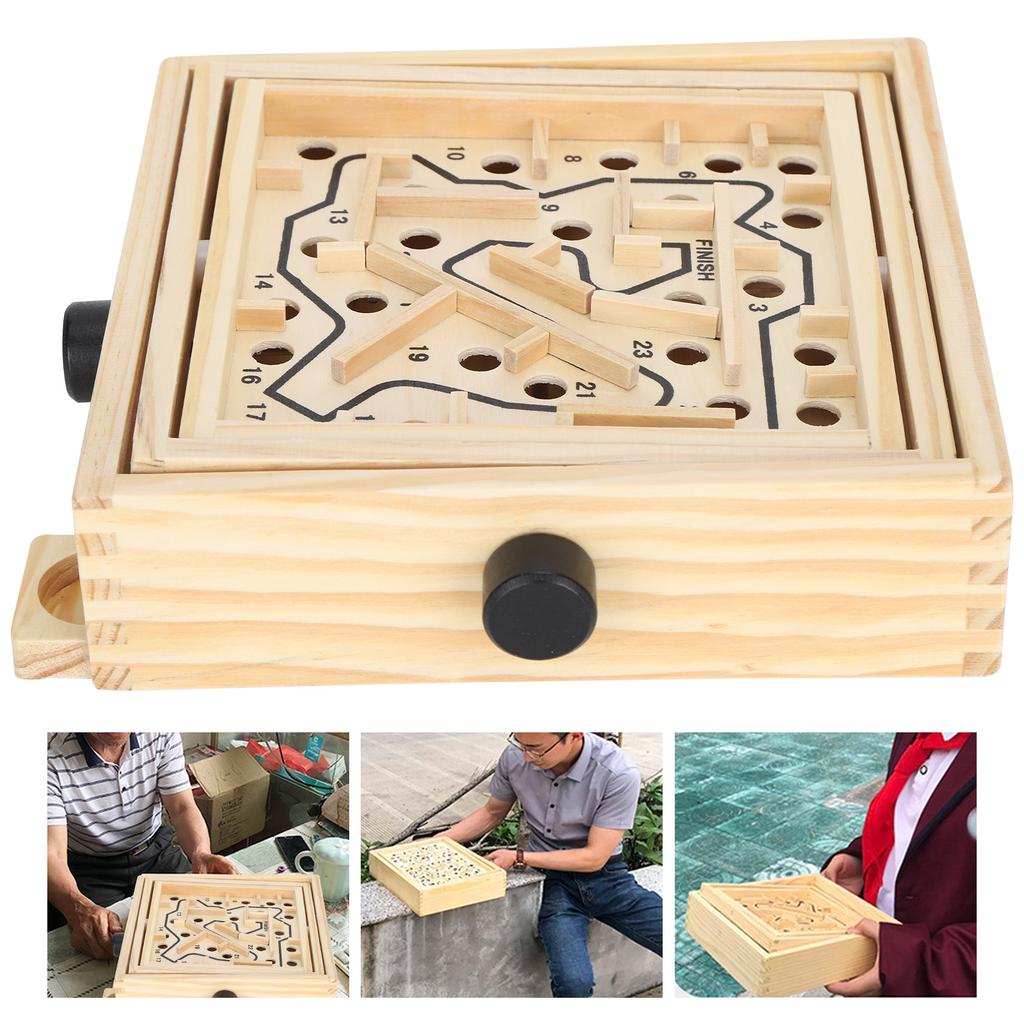 Wooden Maze Game Labyrinth Board Track Ball Puzzle Gaming Educational Toy