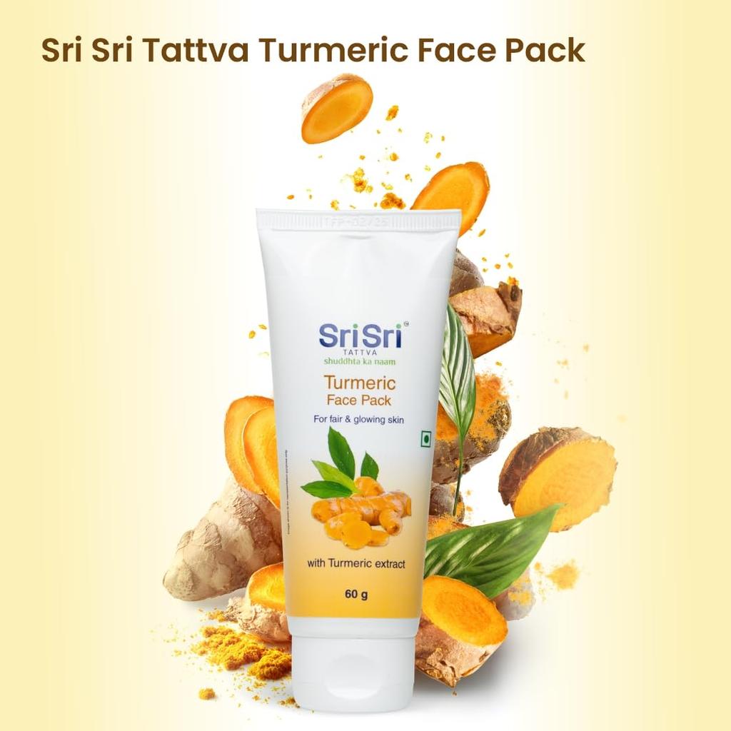 Sri Sri Tattva Turmeric Face Pack 60g X Pack of 2 for Clear Glowing Skin Daily Skincare Routine
