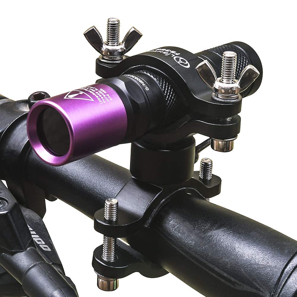 LIGHTFE Bicycle Light Holder Aluminum Alloy Bike Light Adjustable Open Specialized for Large Bicycle Rotating Clip Holder and Wing Nut for Easy Fixing