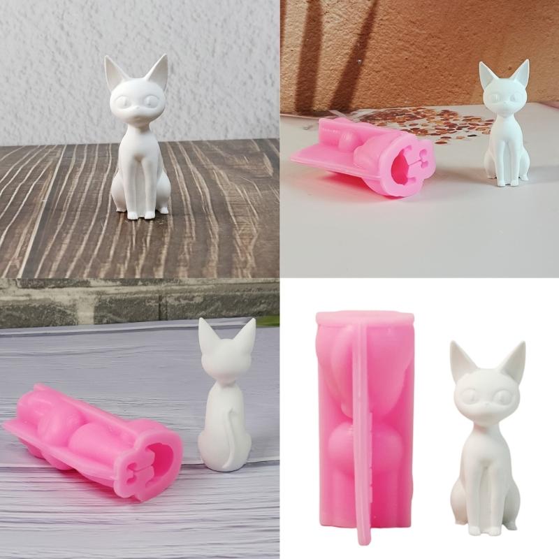 Big Ear Kitten Animal Silicone Molds for Candle Soap Chocolate Candy Cement Gypsum Silicone Molds for Home Decoration
