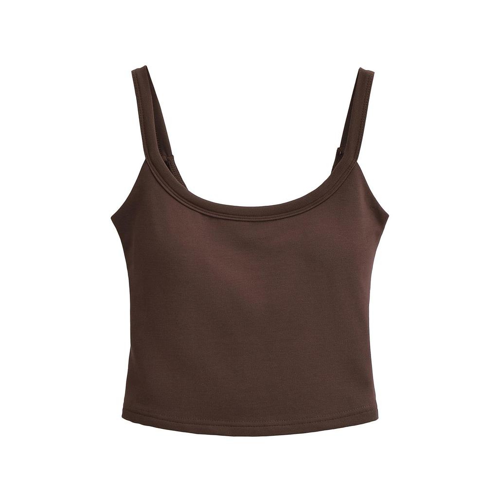 Women's U-Neck Padded Tank Top - Tight-Fit Summer Camisole, Backless, High-Waisted Style