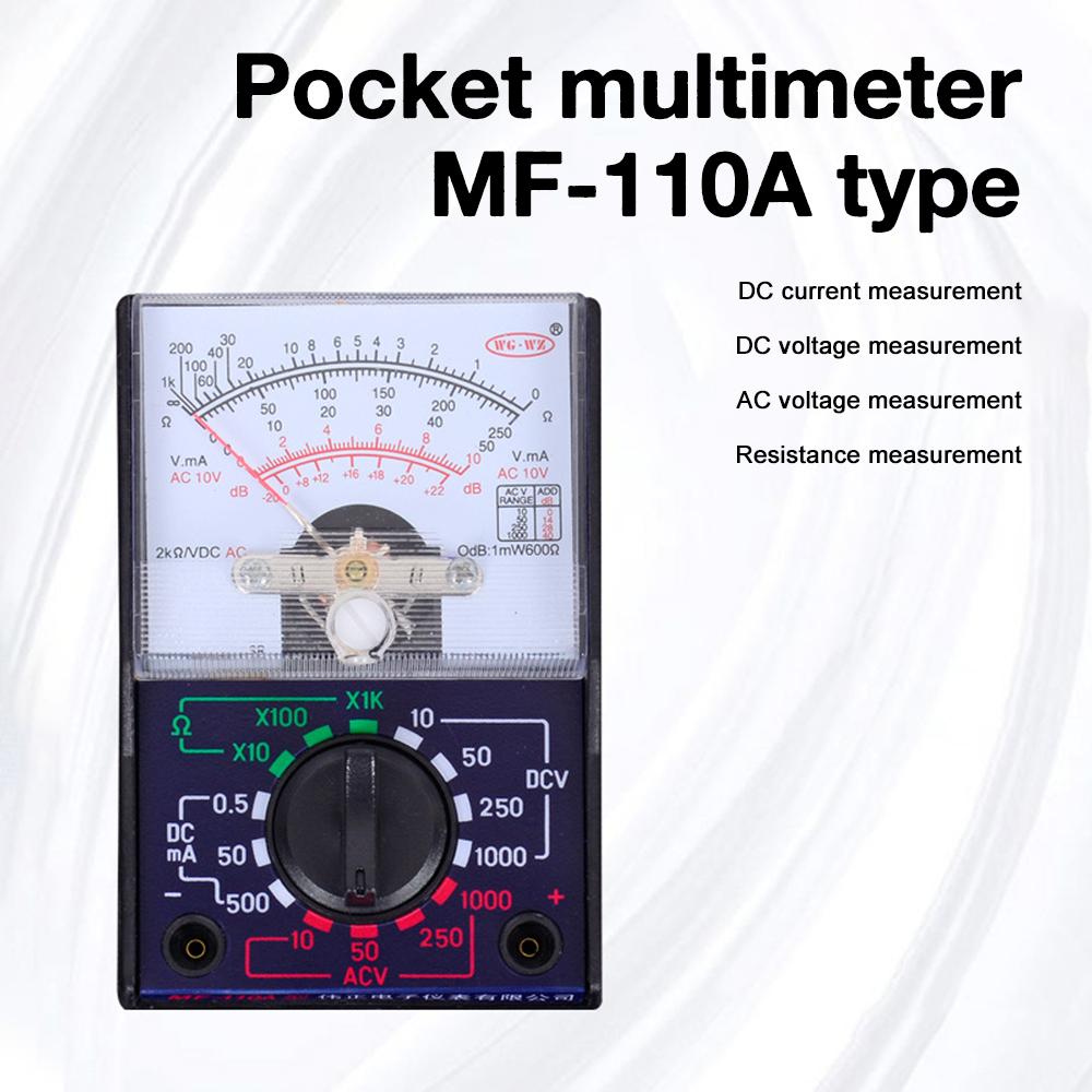 

MF-110A Pocket Mini Portable Student Home Handheld 110A DC/AC Voltmeter Pointer Voltage Multimeter Analog Multimeter Tester