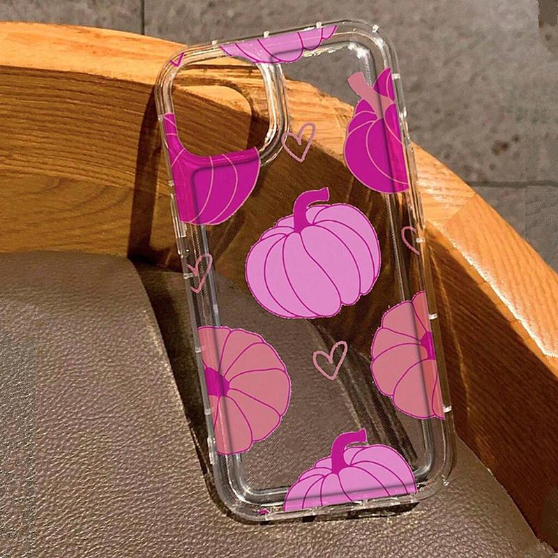 Halloween Pumpkin Ghost Transparent Phone Case For iPhone 11 12 13 14 15 16 Pro Max XS X XR 7 8 Plus SE 3  Soft Airbag Cover