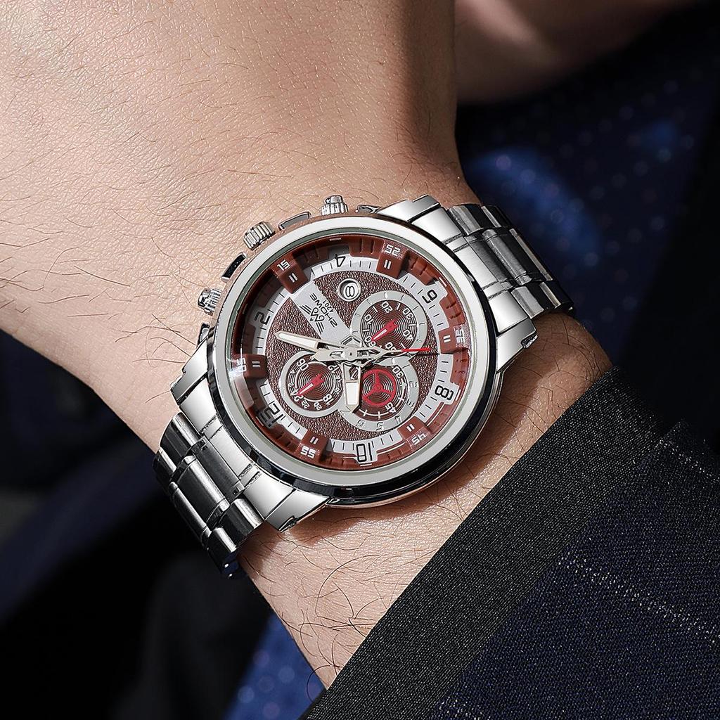 Cross-Border Quartz Steel Men's Watch with Calendar and Versatile Dial