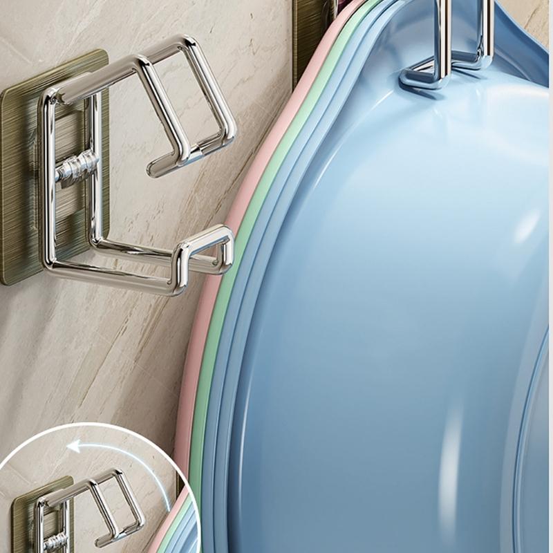 Rusts Resistant Steel Basin Hanger Adhesive Mount Space Saving Waterproof Bathroom Kitchen Storage Rack Hanging Hook