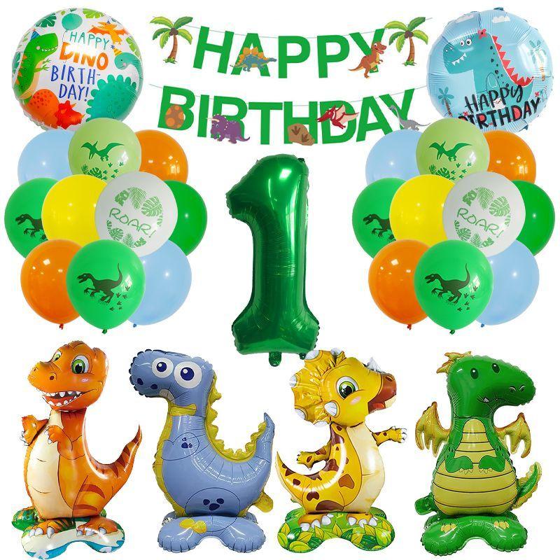 Dinosaur-themed Banner Birthday Party Decoration for Children s Birthday Party - Digital Balloon Decoration dinosaur number 1