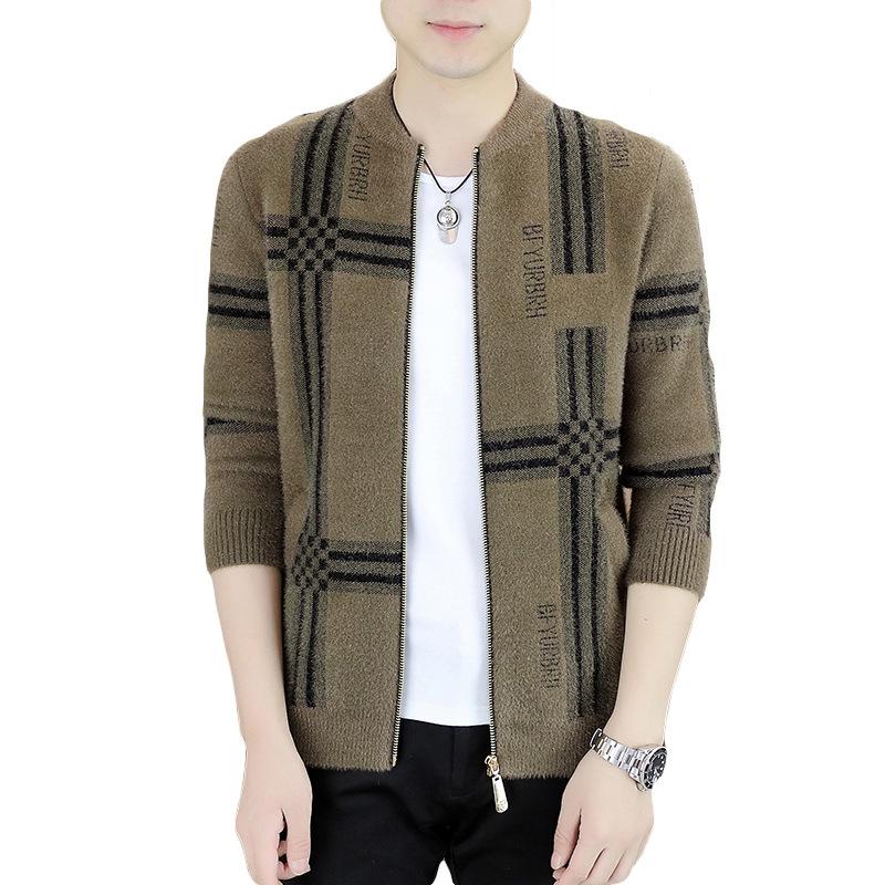 Men's Knitted Sweater Jacket Autumn Fashion Sweater Men's Top Korean Version Slim-fit Cardigan Long-sleeved Sweater Men's Clothing