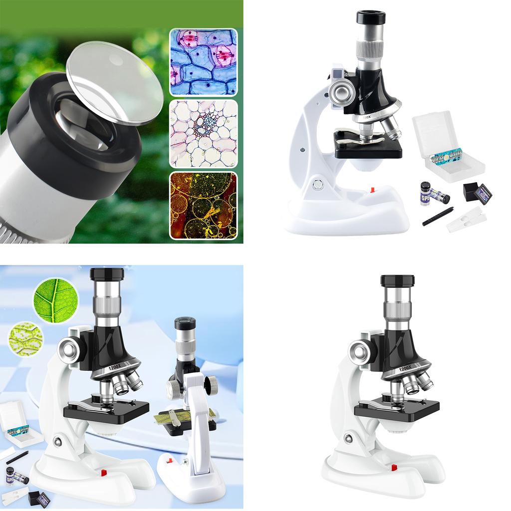 Practical Mini 100/600/1200x Children Microscope Set Microscope Slides Student Science Education Lab Research Toy Gift