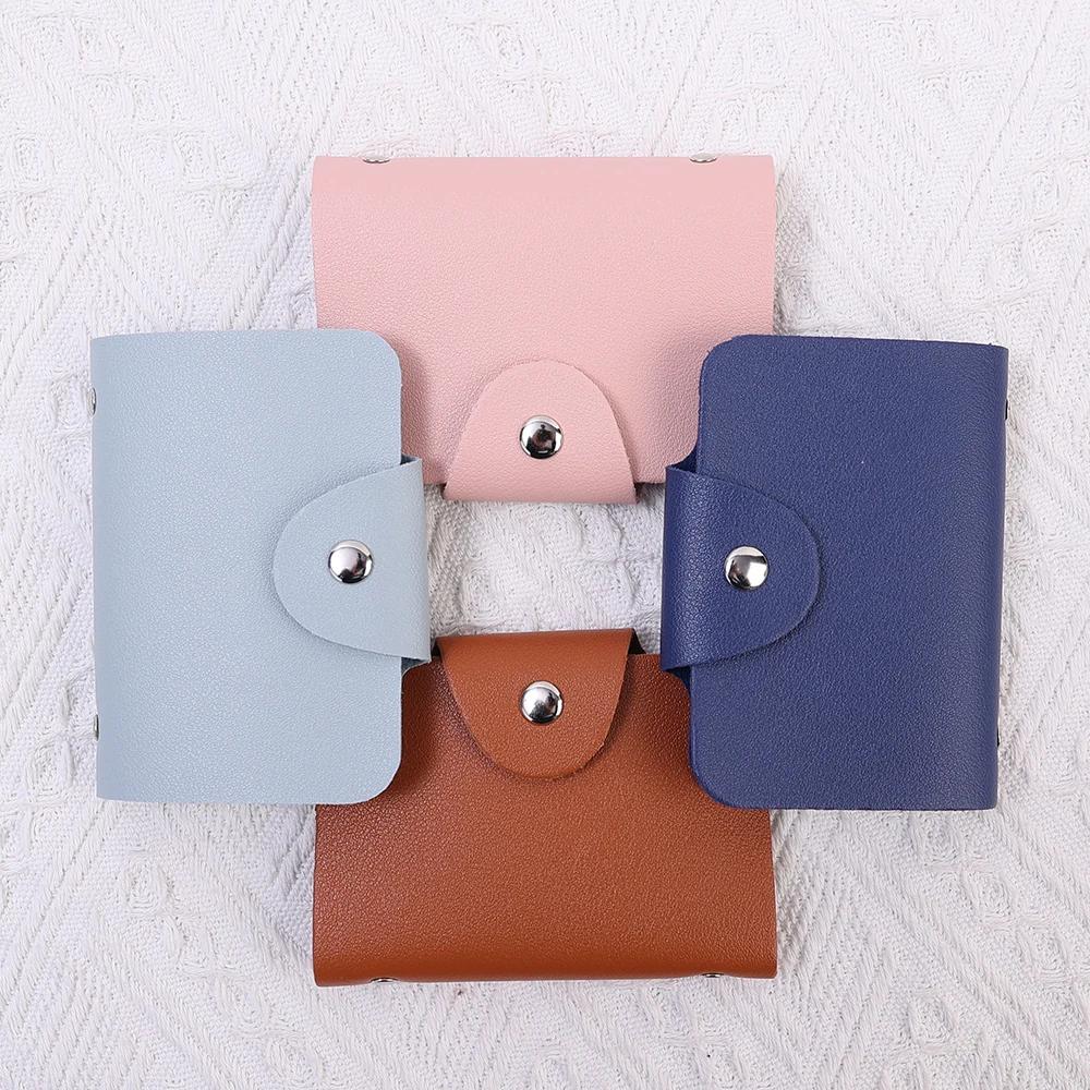Nouveau Porte-Cartes pour Embouts à 24 Emplacements Sac Simple Couleur Unie Pochette pour Femmes Hommes Organisateur de Cartes de Crédit ID Portefeuille Porte-Cartes en Cuir