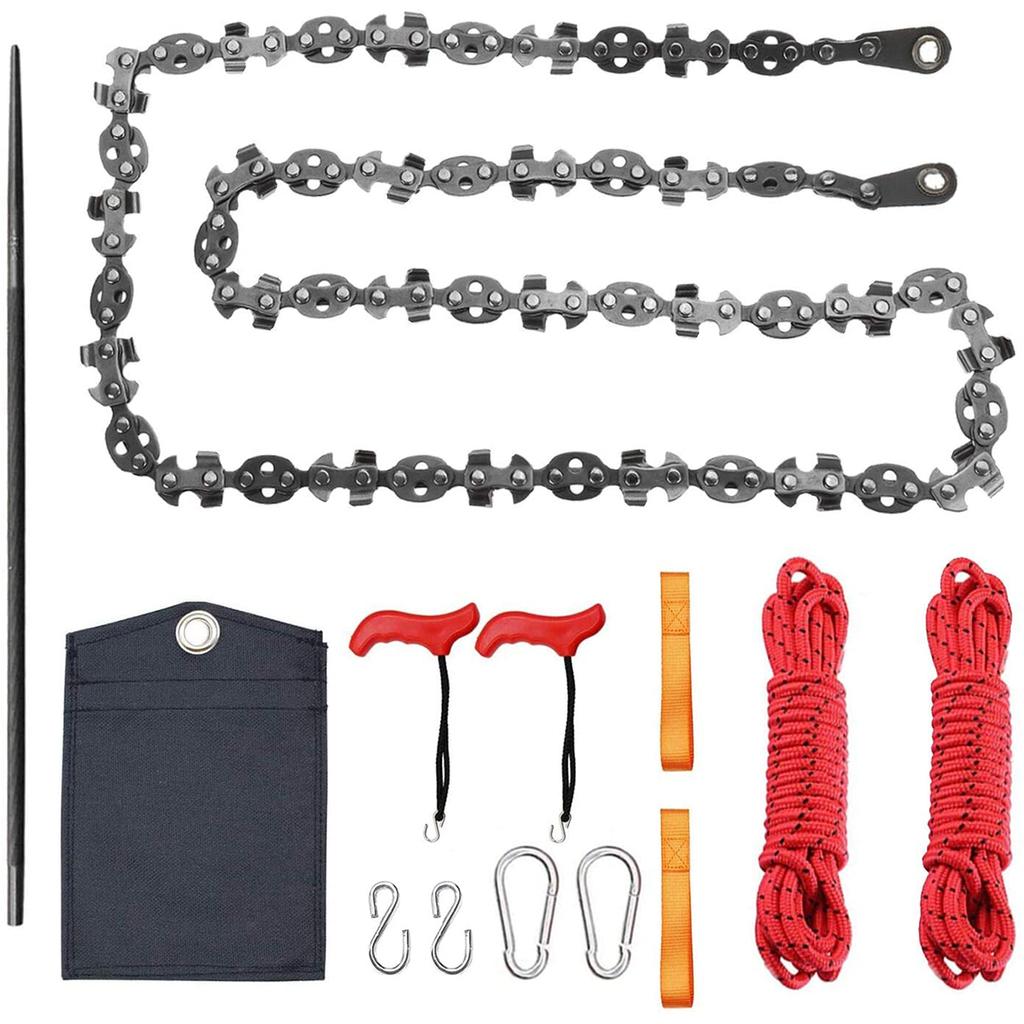 53In Hand Rope Chain Saw Sharp Manual Tree Limb Chain Saw 68 Teeth Folding Pocket Rope Chainsaw Tree Cutting Tool for Gardening