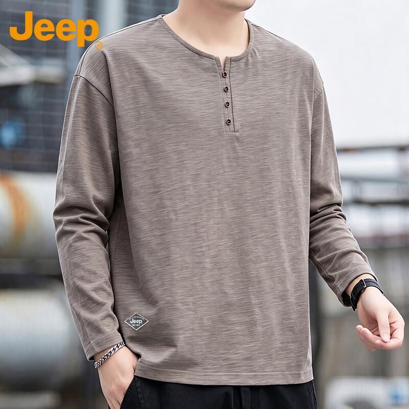 Jeep Men's Long-Sleeve Henley Cotton T-Shirt