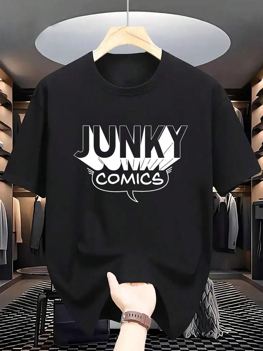 

Unisex s Casual Crew Neck T-Shirt With Trash Comics Print, Knit Fabric M