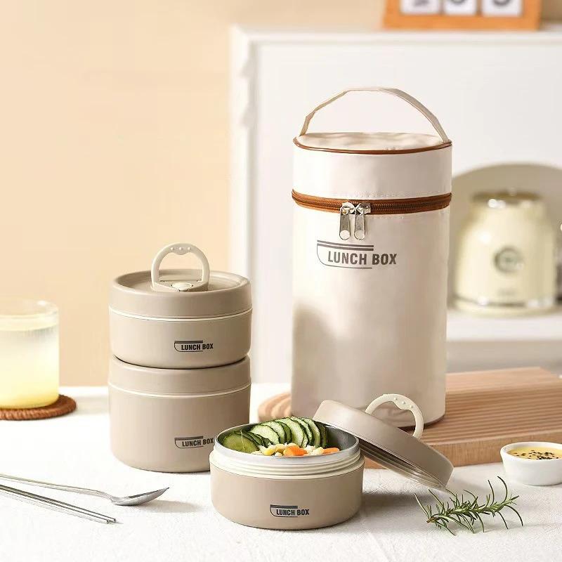 3-Tier Stackable Bento Lunch Box Set - Insulated Leakproof Food Containers Microwave Dishwasher Safe for Office School Picnic