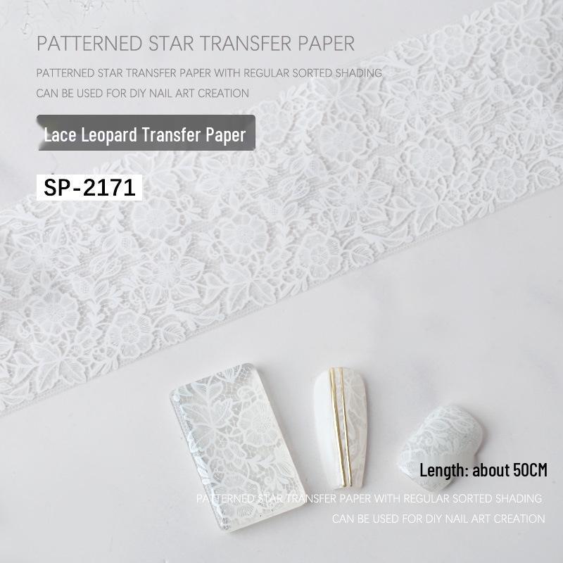 Starry Sky Nail Art Transfer Stickers: Lace & Leopard Laser Prints