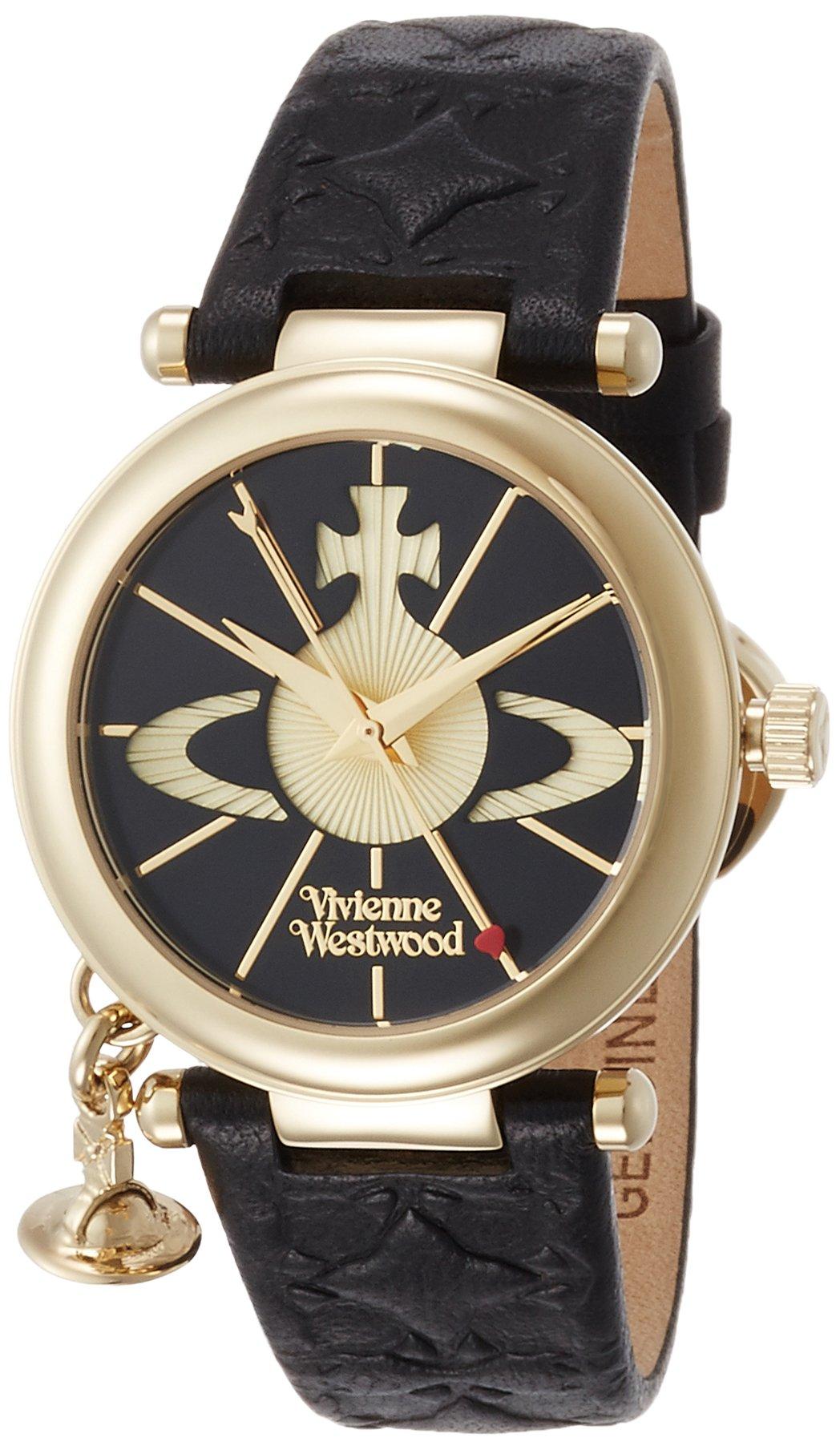 

Женские часы Vivienne Westwood ORBII, черный циферблат, черная кожа, кварцевый механизм, VV006BKGD [Параллельный импорт]