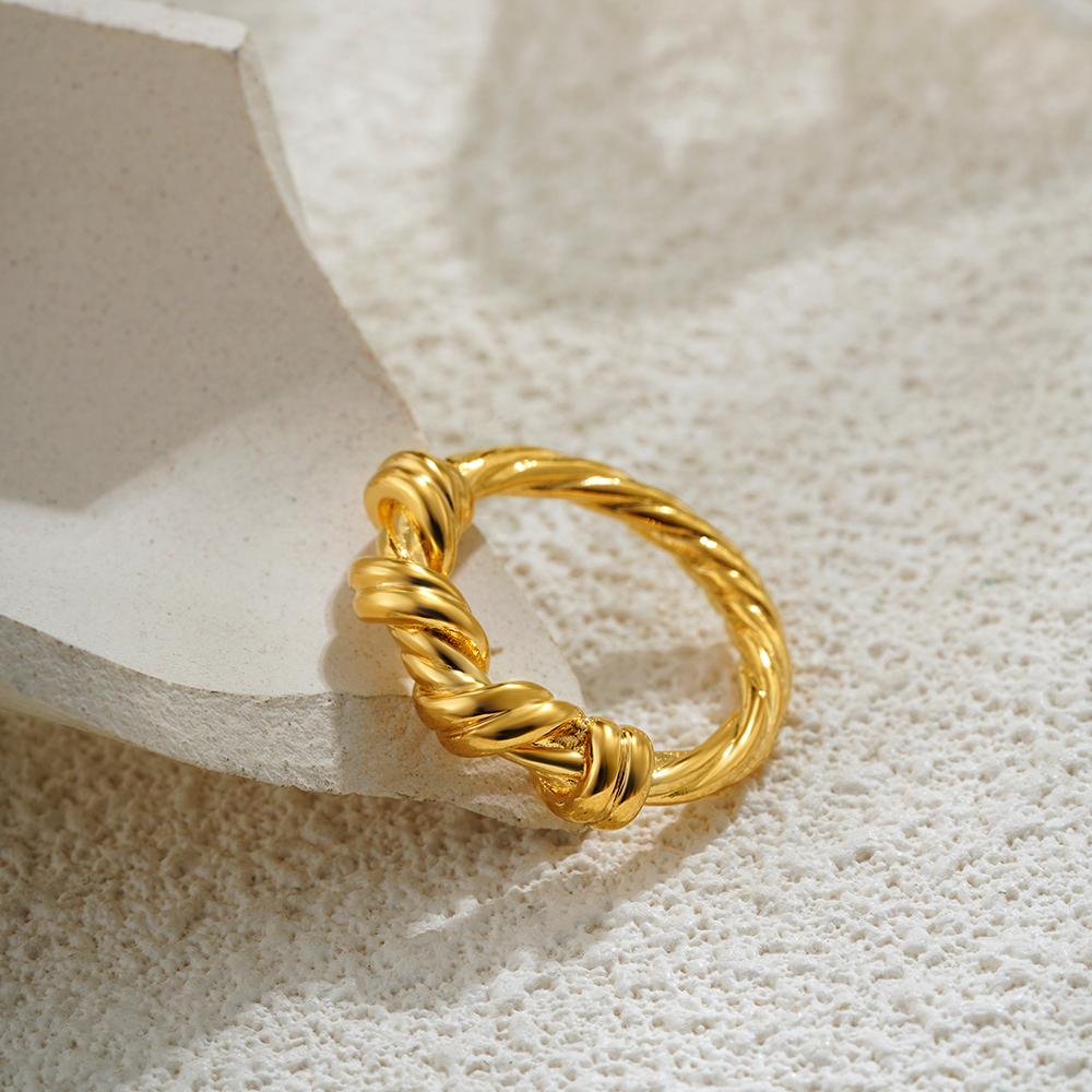 

316l Stainless Steel Weave Spiral Twisted Circle Round Rings for Women Polished Minimalist Rust Proof Wed Ring Zircon Bijoux size 6