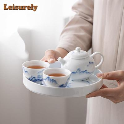 Set da Tè Completo in Porcellana Bianca di Dehua Dipinto a Mano Vassoio da Tè Set per Cerimonia del Tè Set Teiera e Tazze da Tè Articoli per Tè Kung Fu Artigianato