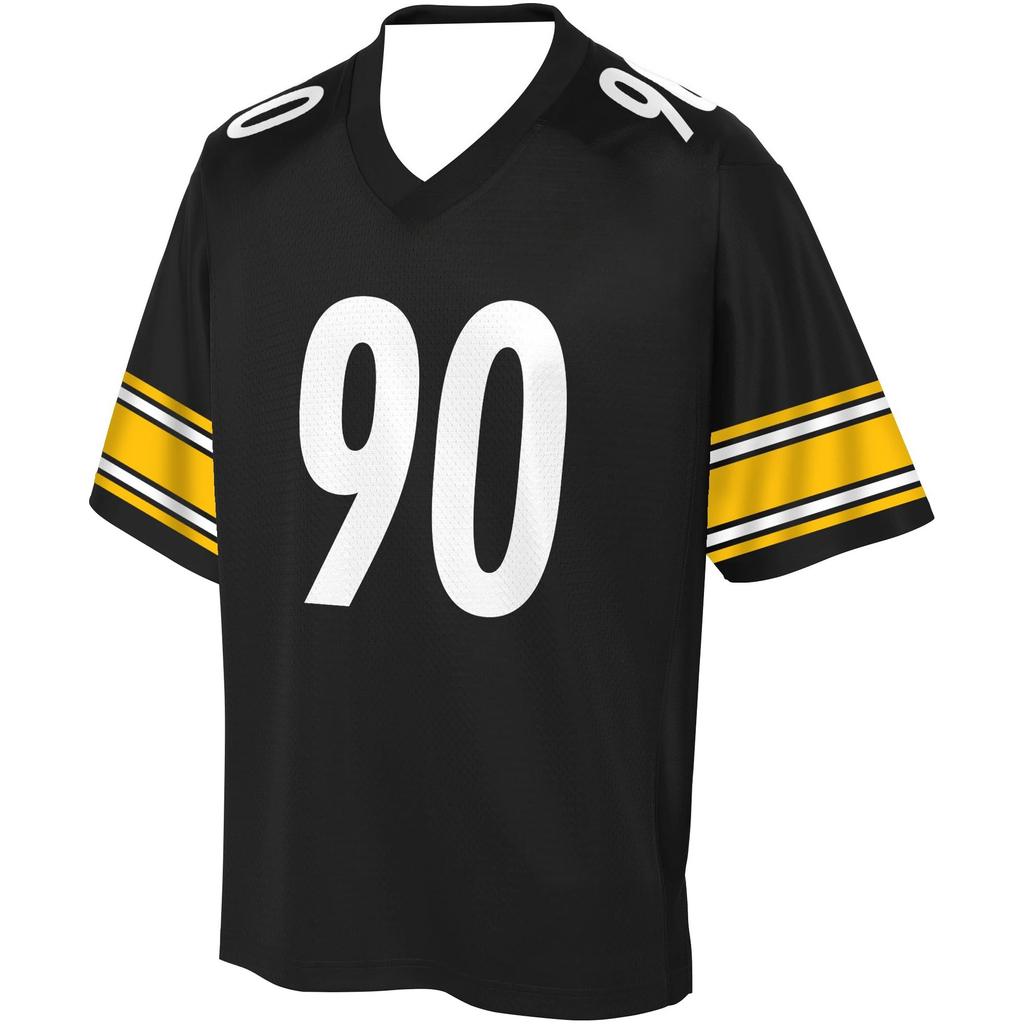 Pittsburgh Steelers Football Jersey Black with Yellow/White Accents "Watt 90" Classic Striped Design Athletic Jersey 3d Prints T-shirt