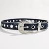 Shimmering Sequined Belt Girl Engraved Buckle Belt 2000s Waistband Punk Waistbelt Bead Trim Belt Aesthetic Waist Accessory