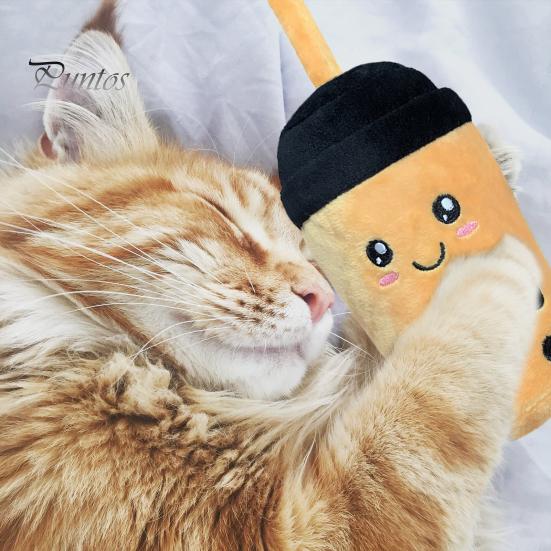 Plush Milk Tea Pet Toy Built-in Sound Bite-resistant Pet Doll Stress Relieve Teeth-grinding Interactive Dog Chew