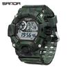 SANDA 2183 Camouflage Series Fashion Style Multi-functional Student Watch Waterproof Electronic Watch Sport Silicone Wristwatch