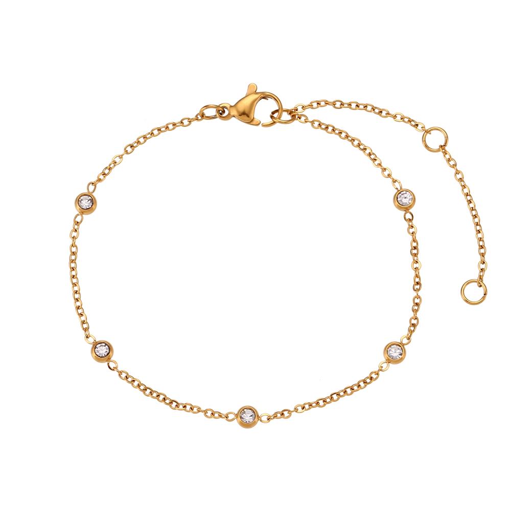 

MamacitaSlay Trendy Waterproof Stainless Steel Bracelet Mini Micro Inlaid 5 Small Ball Necklace For Women Jewelry Sets Gift