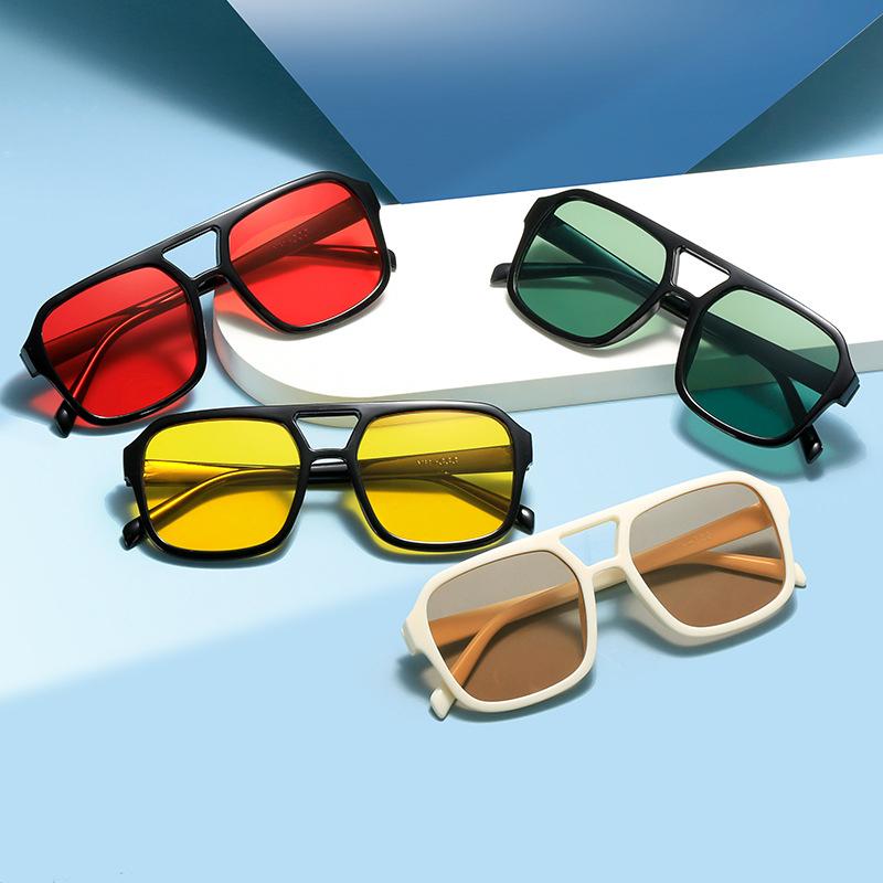 New Fashion Square Sunglasses Women Vintage Frame Female Double Beam Sun Glasses Ocean Gradient Retro Outdoor Oculus De Sol