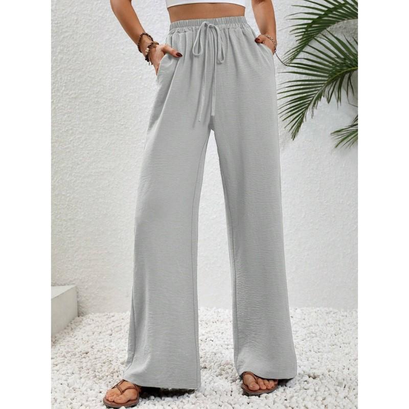 Comfortable Women's Long Pants New Versatile Wide Leg Pants Solid Color Casual Pants