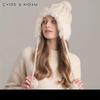 New Korean Winter Pullover Hat for Women Plus Velvet Thick Plush Knitted Outdoor Warm Wool Ball Ear Protection Hat