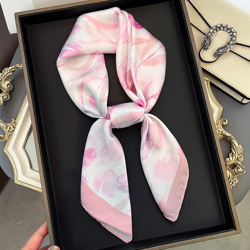 Women S Fashion Tulip Pattern Small Square Scarf For Shirt Decoration