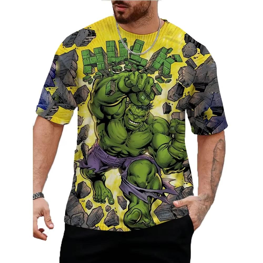 Hulk 3D Kreskówkowy T-shirt Męski Letni Nowy Krótki Rękaw 3D Nadruk Codzienny Okrągły Dekolt Sportowy T-shirt Uliczny Męskie Góry Ubrania