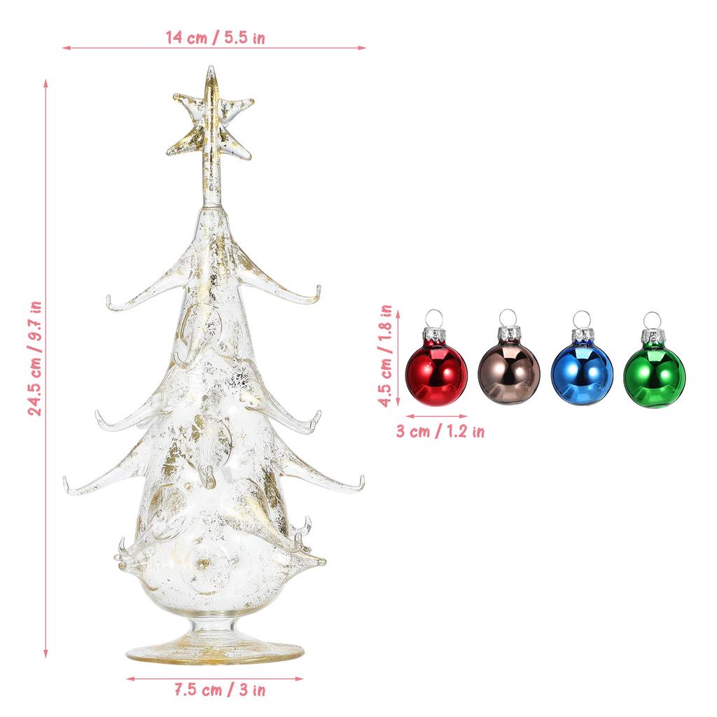 Glass Christmas Tree Desktop Ornament Xmas Holiday Tabletop Decor Party Supplies Festive Decoration Christmas Trees