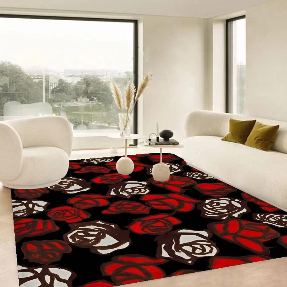 Vibrant Multicolor Floral Area Mat - Non-Slip Polyester Mat, Large Size Home Decor Rugs for Living Room, Durable Floor Covering