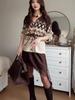 Retro Coffee V-Neck Jacquard Knit Cardigan - Elegant Long Sleeve Button Sweater (2026 European & American Style)